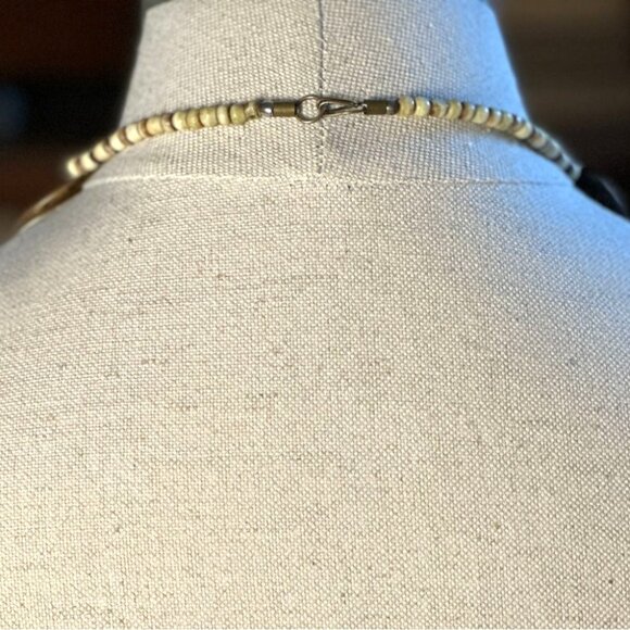 Vintage Horn Statement Necklace, Graduated Brown & Cream Panels, African Tribal - Picture 7 of 9